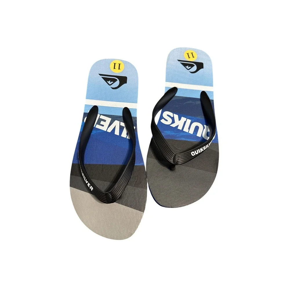 Quiksilver Mens Java Slash Logo Flip Flops Blue Grey Black Sandals AQYL101152 11